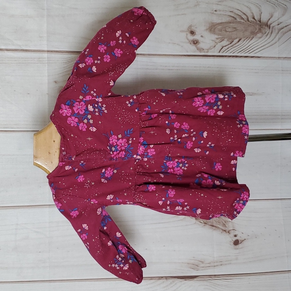Carter's Baby Girl Long Sleeve Floral Star Pattern Dress Size 6 Months - Picture 2 of 5